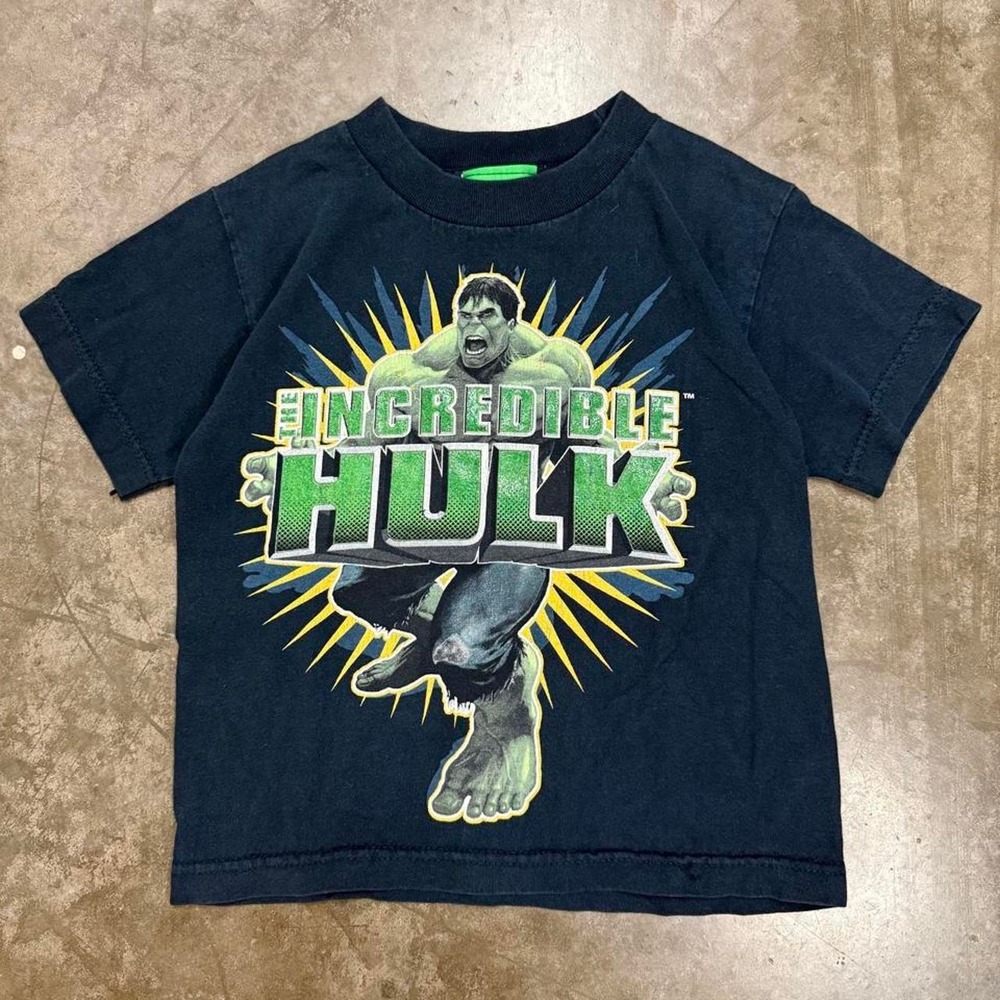 Vintage Marvel The Incredible Hulk Kids Graphic Tee Shirt Black Y2K Size 5/6